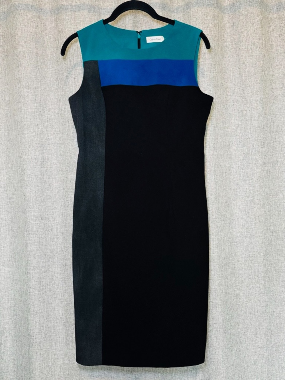Calvin Klein Sheath Dress 4 Color Block Sleeveless Classic Office Siren Chic